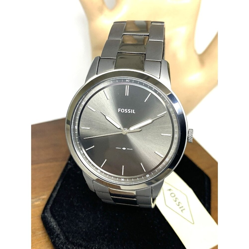 Fossil Men's Watch FS5459 Minimalist Quartz Gray Gunmetal Stainless Steel 44mm